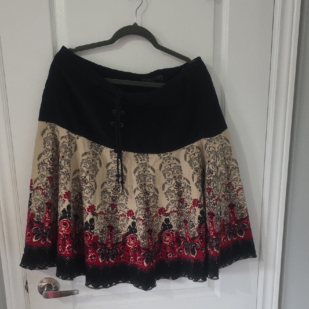 Addition Elle Black and Red Mini Skater Skirt